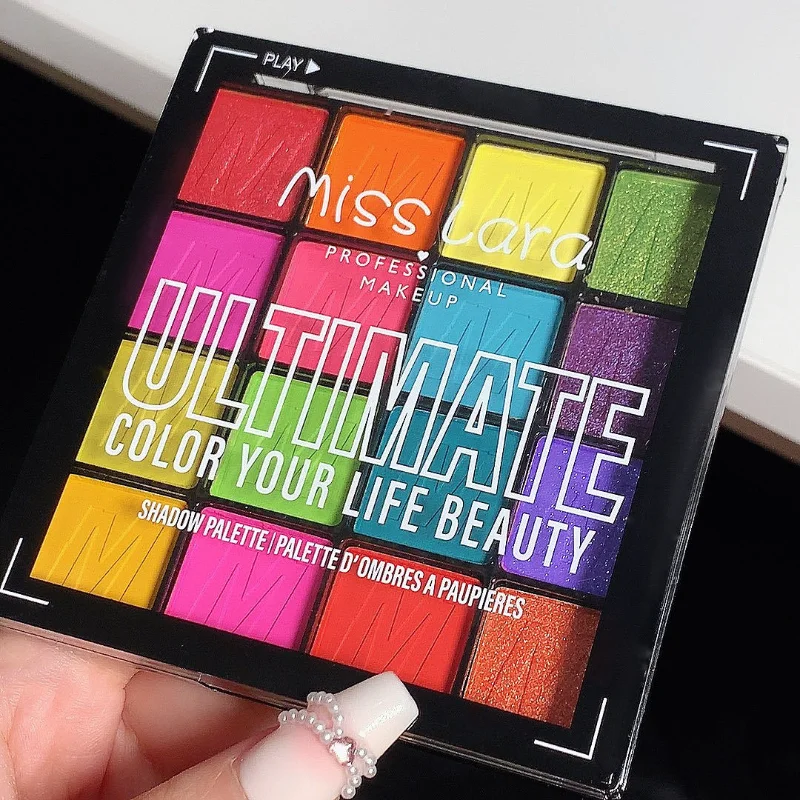 Rich Color Eyeshadow Plate Glitter Pearlescent Eye Shadow 16-color Ultimate Shadow Palette Bright Green Blue Eye Makeup Cosmetic 2
