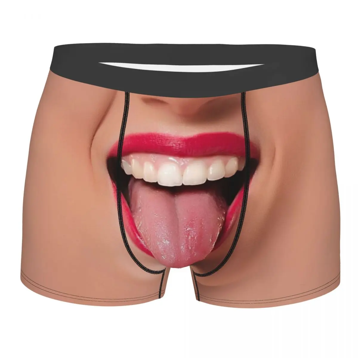 Ball Gag Mouth And Tongue Underpants Breathbale Panties Male Underwear Print Shorts Boxer Briefs