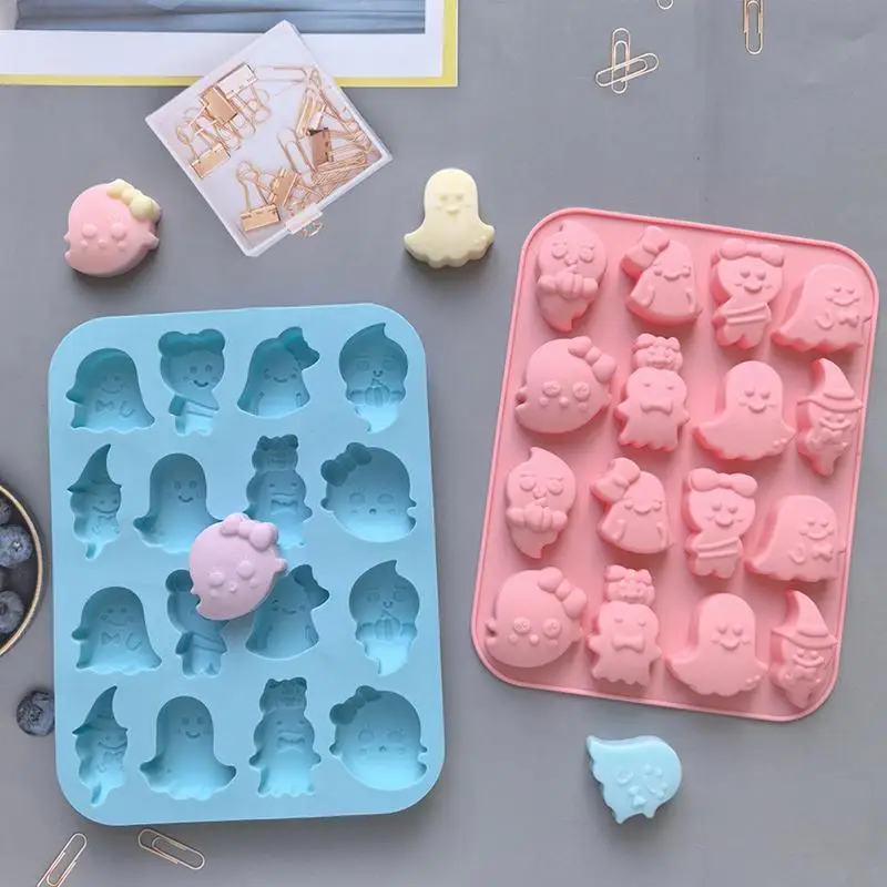 16 Cavities Ghost Fondant Halloween Silicone Molds Dessert Making Tool For DIY Halloween Chocolate Candy Baking Mold