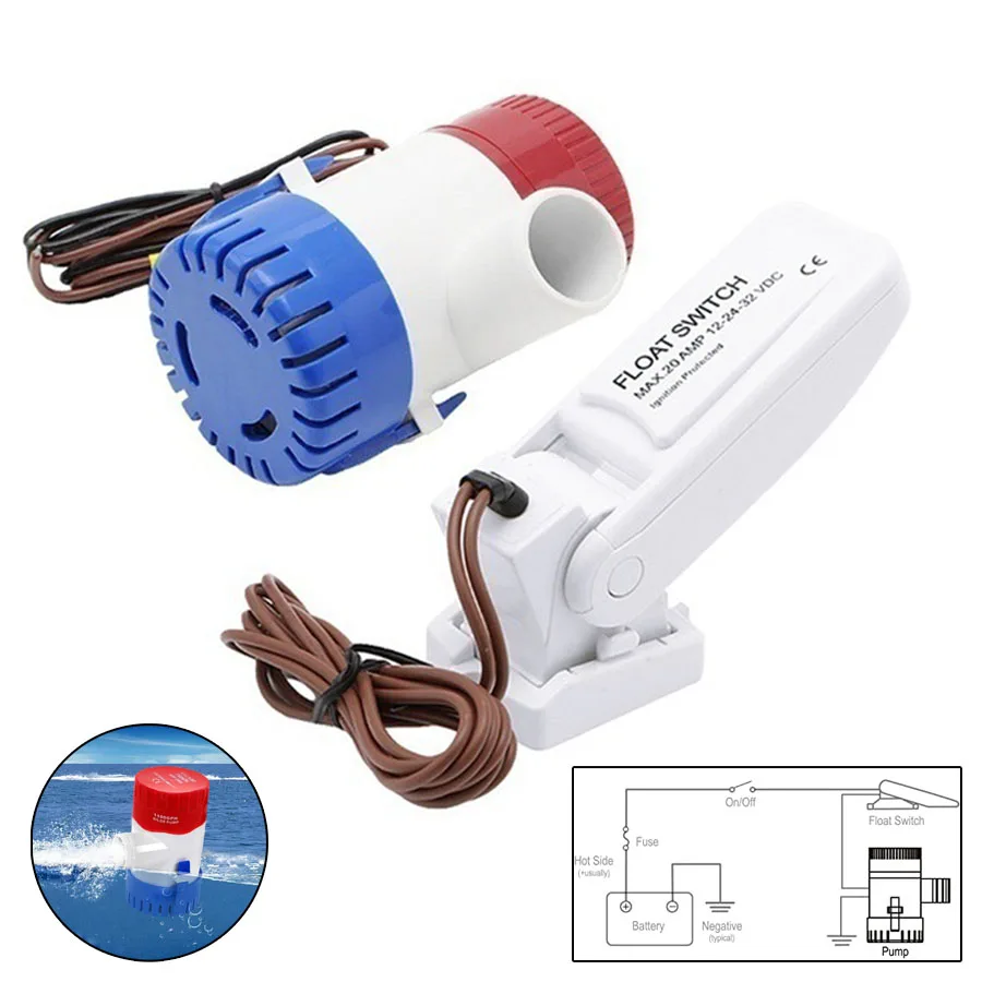 

Водяной насос с валом из нержавеющей стали, 12 В/24 В, 350/500/750 галлона в час