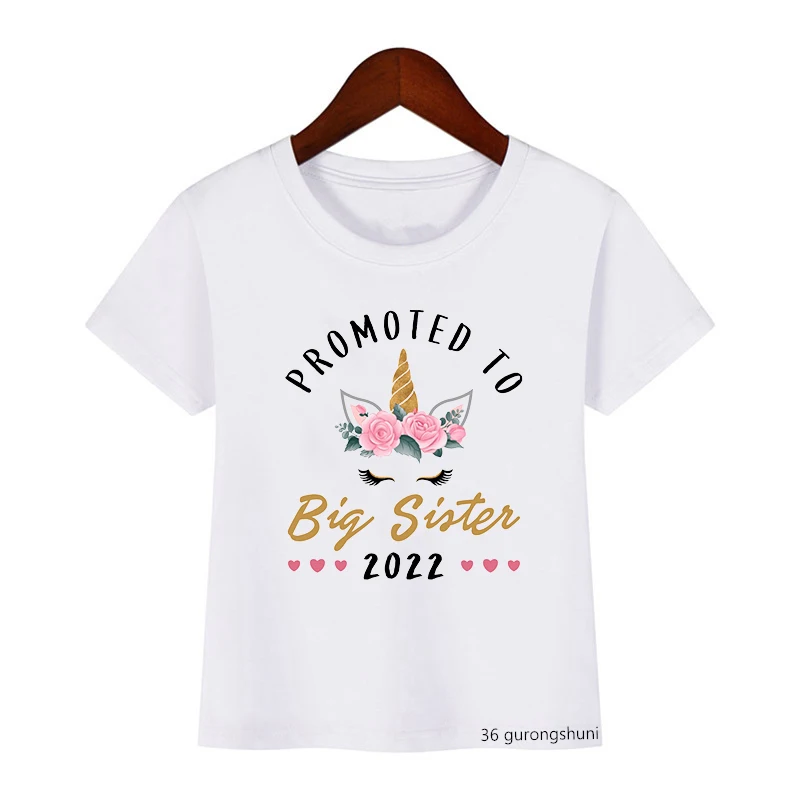 2022 Детская футболка с надписью Promotion To Big Sister футболки для девочек милым принтом