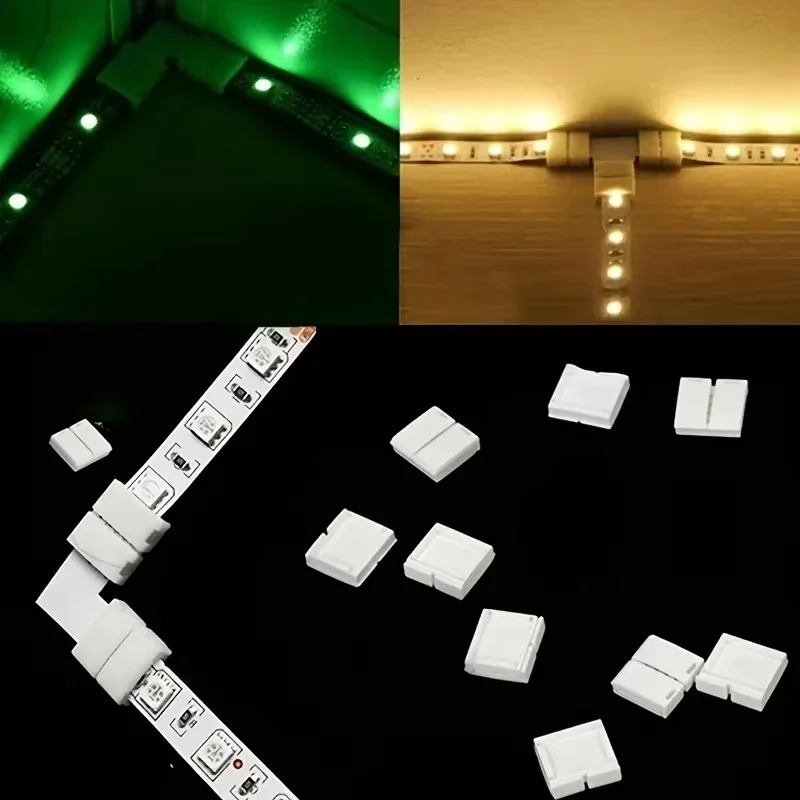 LED Strip Connector 10pcs 8mm 10mm 2 Pin 4 Pin 3528 5050 RGB Single Color Solderless PCB Board Wire Free Welding Connectors