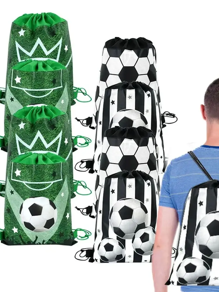 3–10 Stück Fußball-Fußball-Thema-Geschenktüten, Vlies-Kordelzug, Goodie-Tasche, Rucksack für Kinder, Sport, Geburtstag, Party, Gastgeschenke, Dekorationszubehör – Detail 3