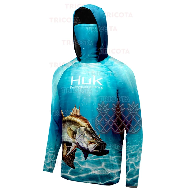 HUK Fishing Hoodie Shirts Mask UV Protection UPF50+ Neck Gaiter