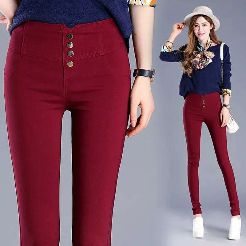 Open-Crotch Pants [Multi-Color Multi-Size Elastic Pants] Candy Bright Color Ankle-Length All-Matching Magic Pants Female