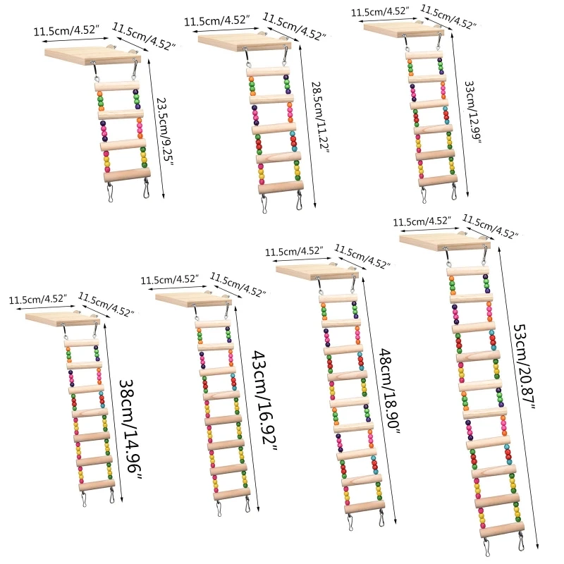 Wooden Parrot Hamster Climbing Ladder Swing for Play Toys Set Birds Hanging Bridge Exercise Perch Stand Platform Cage for 87HA