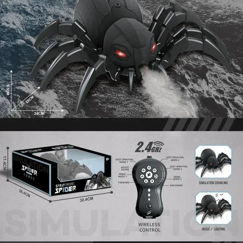 RC Crawling Animal With Realistic Full Function Radio Control Remote Control Spider Bee Toy With Cool Lights Kids Holiday Gift