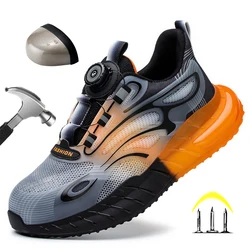 New Men's Safety Shoes with Rotating Buttons,working Sports Shoes, Protective Boots, Parker Steel Shoes,casual Ring Shoes