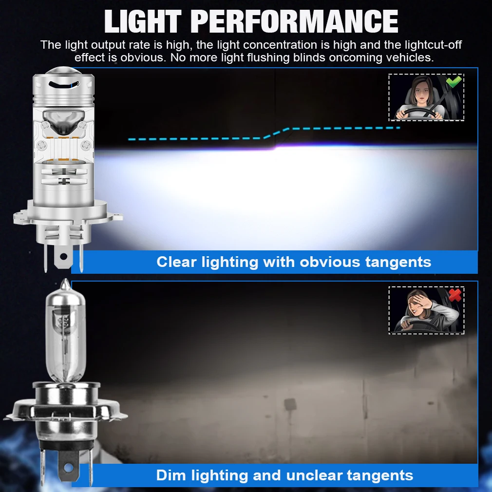KaiDengZhe H4 LED Lampadina per Fari, 2 PZ Lampadina per Fari H4 Senza Errori Canbus Controllo Tramite app Colore 3000-6000K 170W 800% di Luminosità H4 9003 LED Kit di Conversione