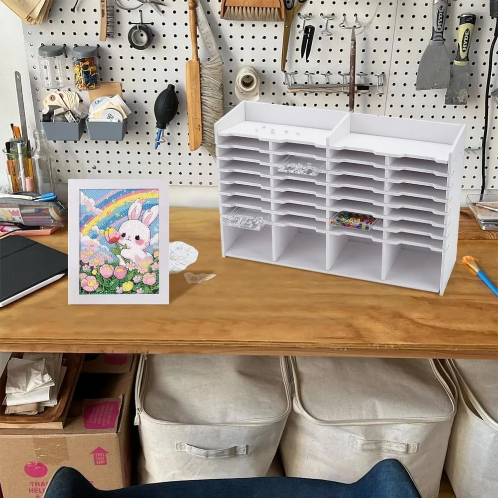 32 Slots Diamond Painting Tray Organizer Detachable Diamond Painting Tray Tower PVC Tower Storage Holder