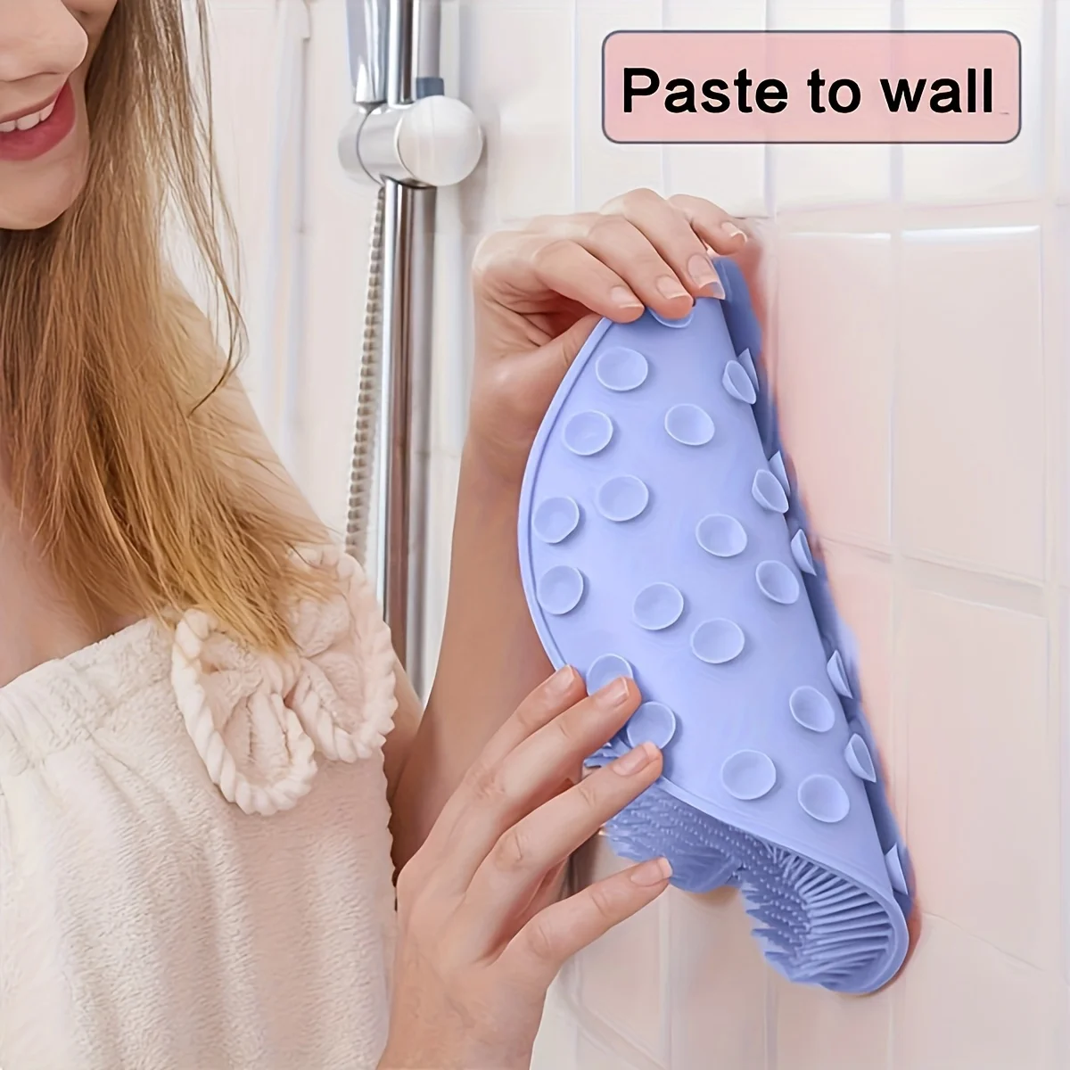 1PC RV Shower Foot Massage Pad - Silicone Anti-Slip Suction Bath Mat with Exfoliating Back Massager for Family Use and boat