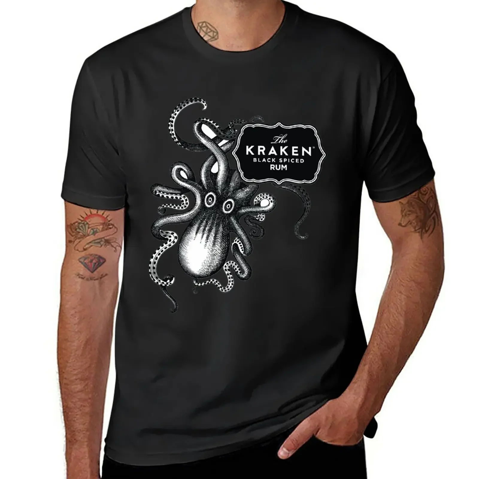 T-Shirt Kraken Rum Abbigliamento Estivo Ventagli Sportivi Magliette Nere Semplici Da Uomo