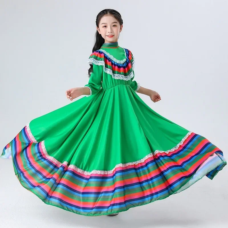 Mexican dress children's skirt Scotland Spanish national style dress 61 women traditional performance clothes