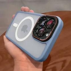 Luxury Matte Magnetic Clear Case with Full Lens Protection and Wireless Charging Compatibility - iPhone 15 Plus (Sierra Blue)