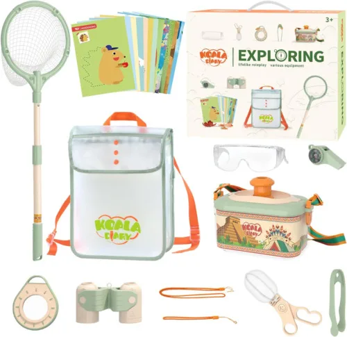 Kids Outdoor Explorer Kit-Bug Catcher Kit with Binoculars, Butterfly Net, catch insects
