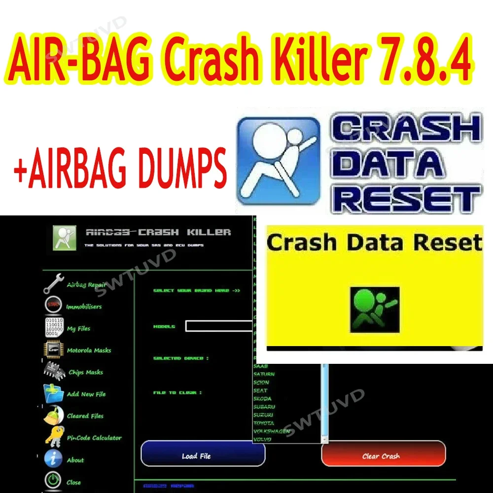 

AIR BAG AIR-BAG Crash Killer 7.8.4 Crash Data ECU Clear Dumps Service Tool Airbag Programs Delete Repair Crash & Data Resetting