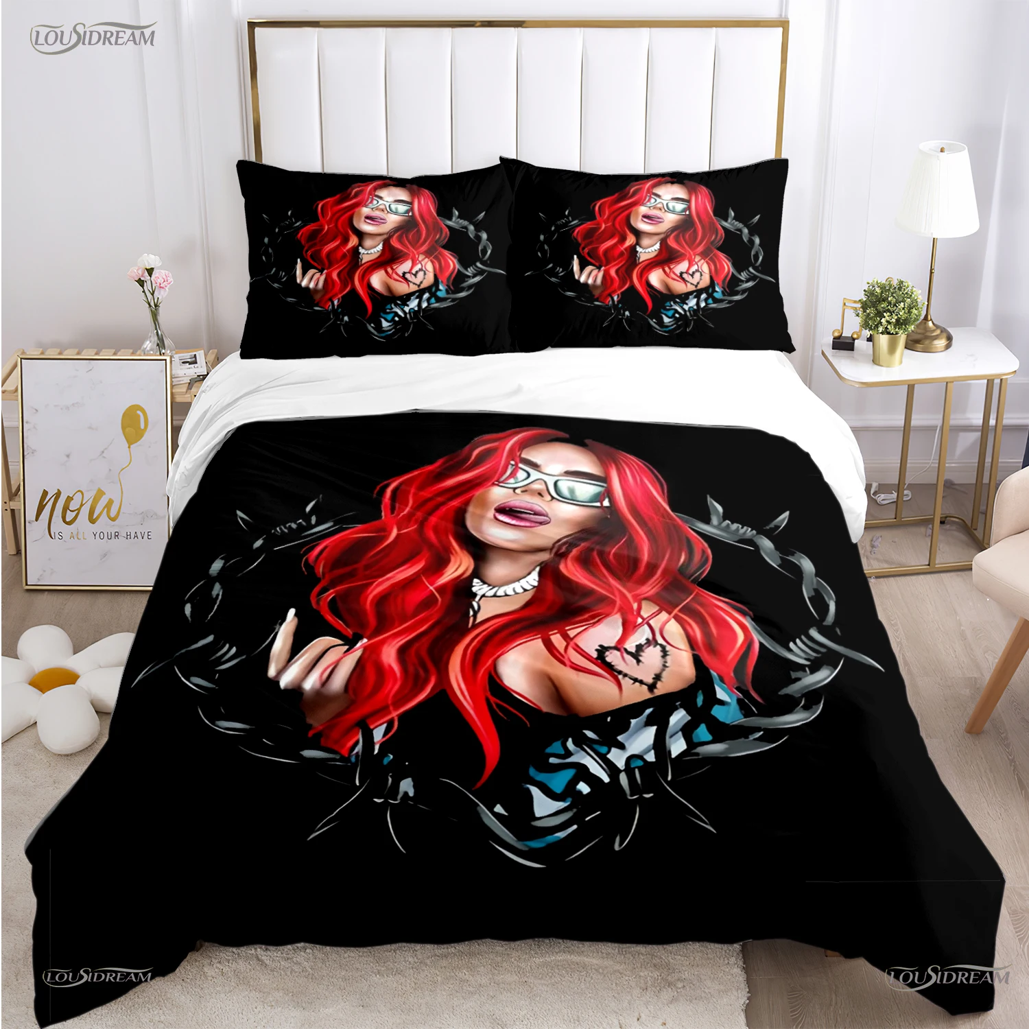 Sexy Karol G Singer All Season Duvet Cover Comforter Bedding set Soft Quilt Cover and Pillowcases Teens Single/Double/Queen/King 3