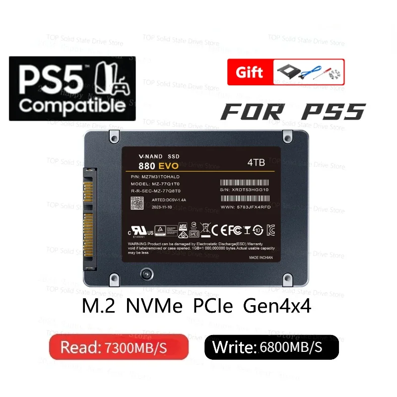 880 EVO SSD 4TB 내장 솔리드 스테이트 드라이브 하드 디스크, 2.5 인치 Sata III 1TB 2TB SSD 드라이브 하드 드라이브, PS5 노트북 데스크탑용