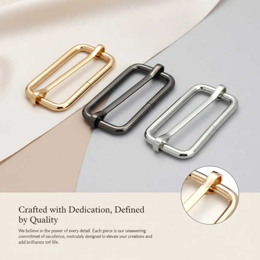 10pcs Metal Triglide Slides Rectangle Adjustable Webbing Slider Strap Pin Buckle for Belt Bags Luggage DIY Craft Accessories