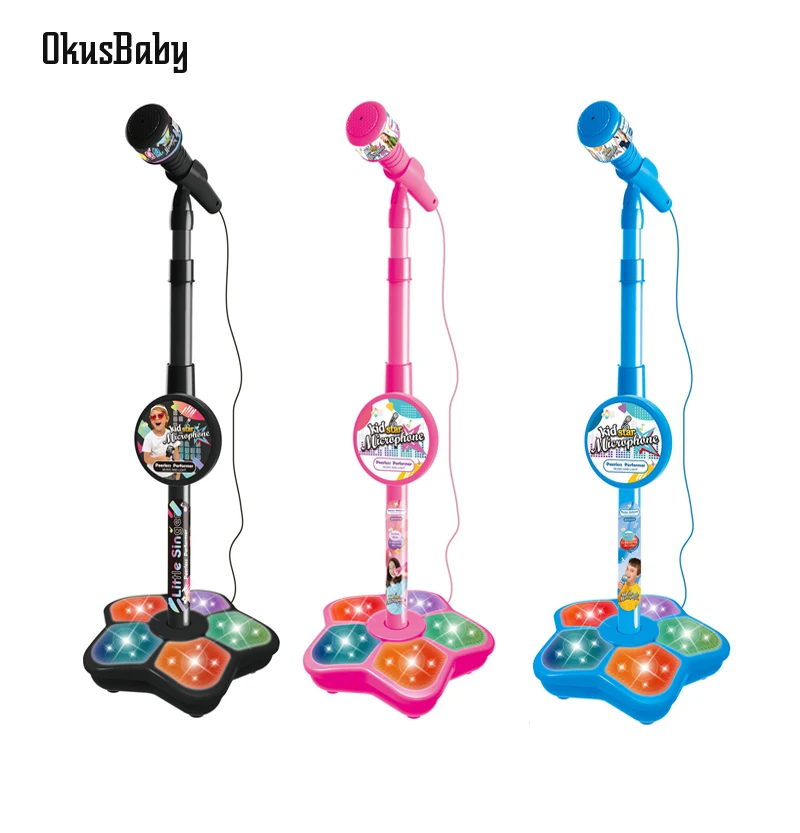 3colors Microphone Music Detachable Children's Play Simulation LED Adjustable Karaoke Baby Singing Song Toy Connect With Phone