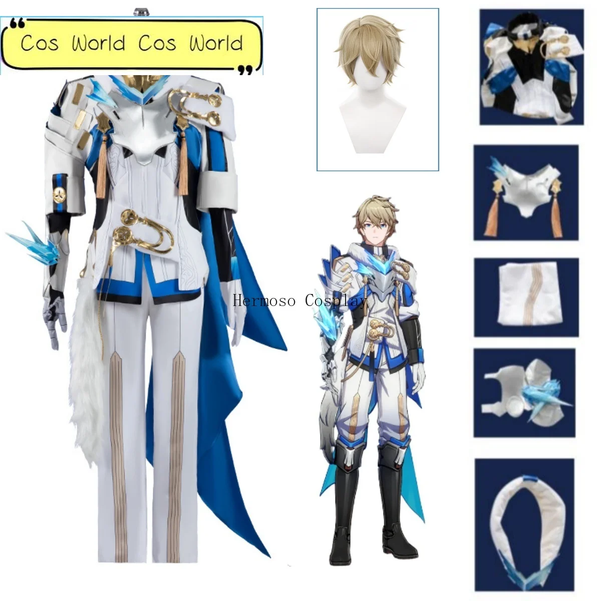 

Game Honkai: Star Rail Gepard Cosplay Costume Men's Battle White Uniform Full Set Halloween Party Game Suits Comic Con Costume