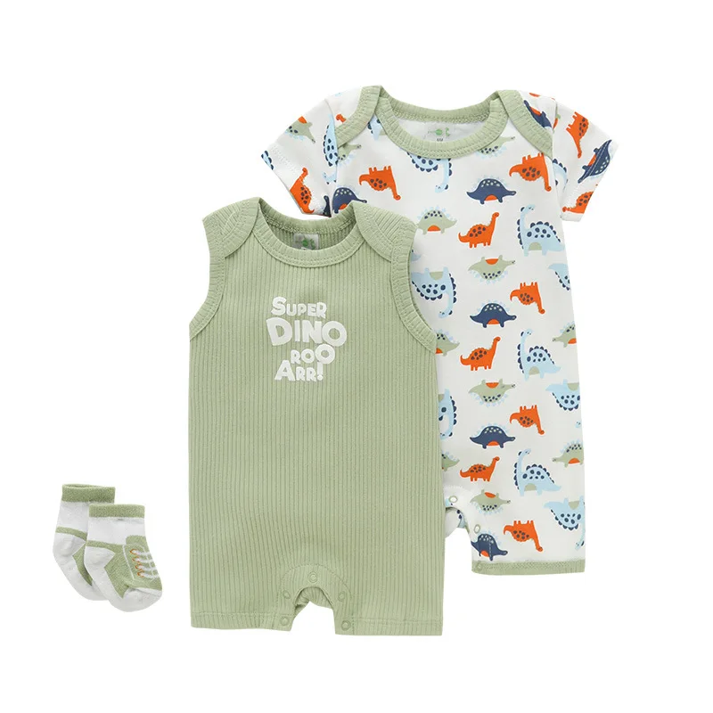 3pcs Set Whale Summer Baby Boys Sleeveless One-Pieces Newborn Animal Dinosaur Romper Giraffe Toddler Jumpsuit