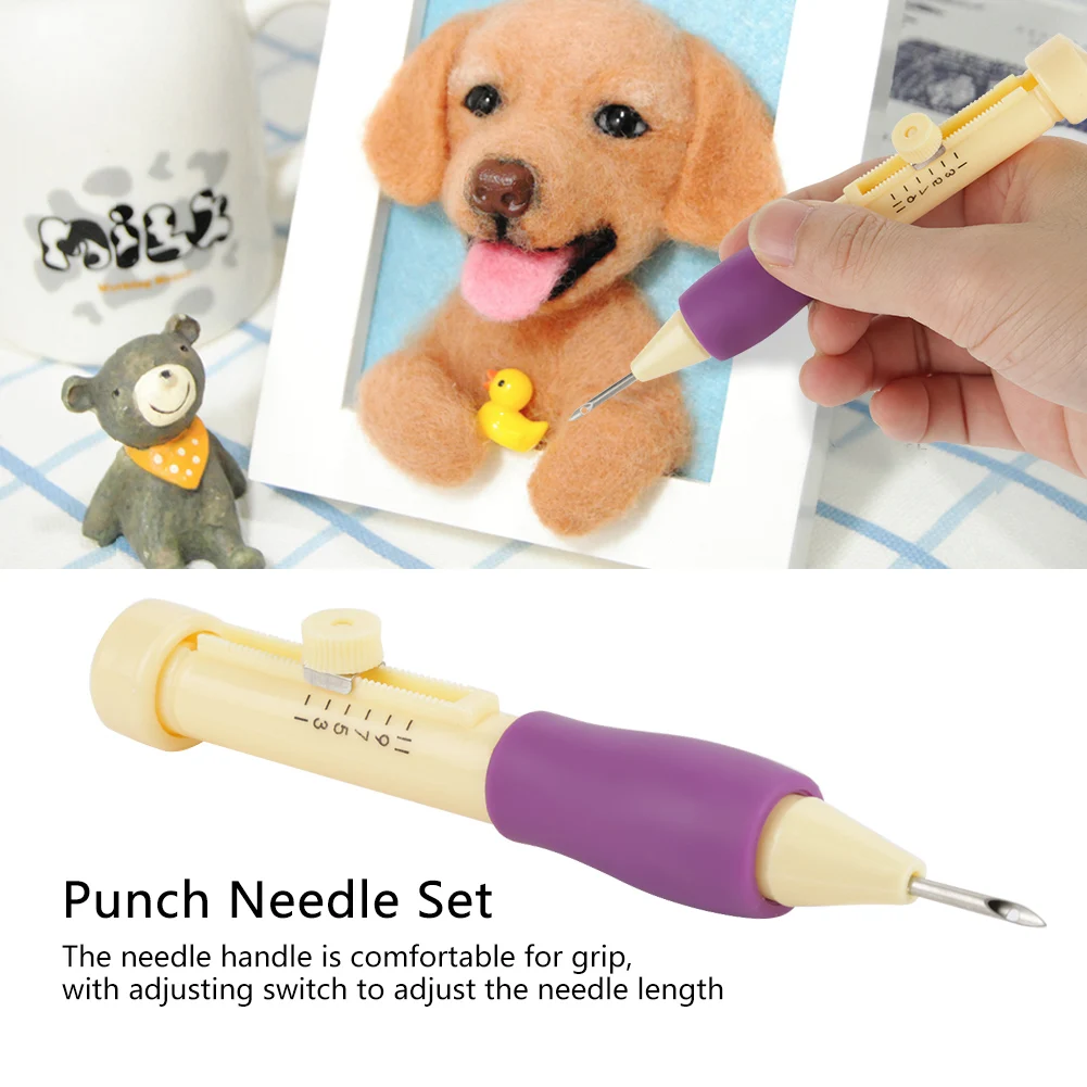 Versatile Embroidery Needle Punch Kit with Adjustable Pen and Accessories