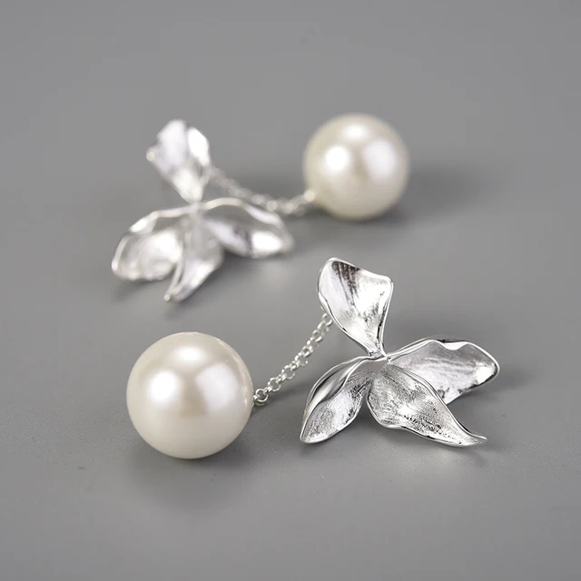 Mother of Pearl Silver Dangle Earrings - Image 3