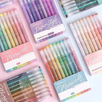 23Style 9pcs/set Multi-Color Pen Large-Capacity Color Handbook Pen Set Morandi Color for Student Neutral Pen Notes Drawing