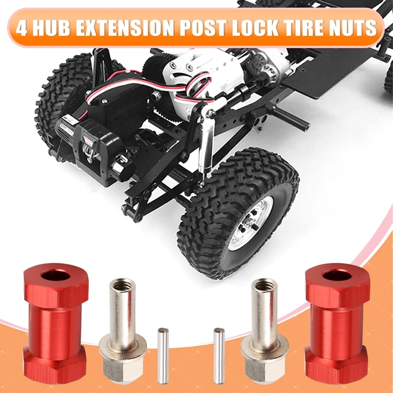 AIAI 4Pcs Aluminum 12Mm Hex Wheel Hub Drive Adaptor Extension Combiner Coupler For 1/10 RC Car Crawler SCX10 D90