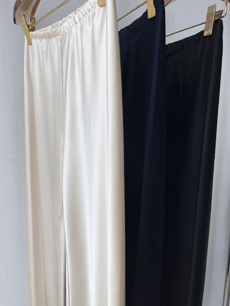 Spring and Summer New Basic Acetate Fabric Mercerization Minimalist Loose Casual Women's Wide Leg Pants
