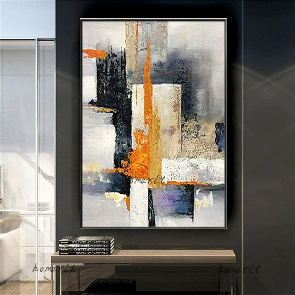 Big Size 100% Handmade Painting Abstract white gray oil Simple Mural art Modern Decorative sofa background Wall Decor |