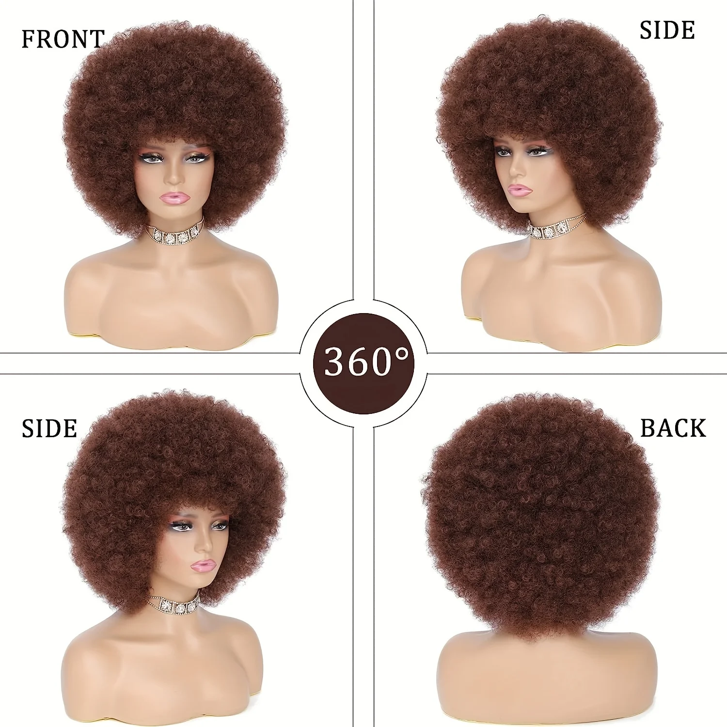 긴 아프로 곱슬 합성 가발, 초보자에게 친근하고 우아한 자연스러움, 데일리 어스