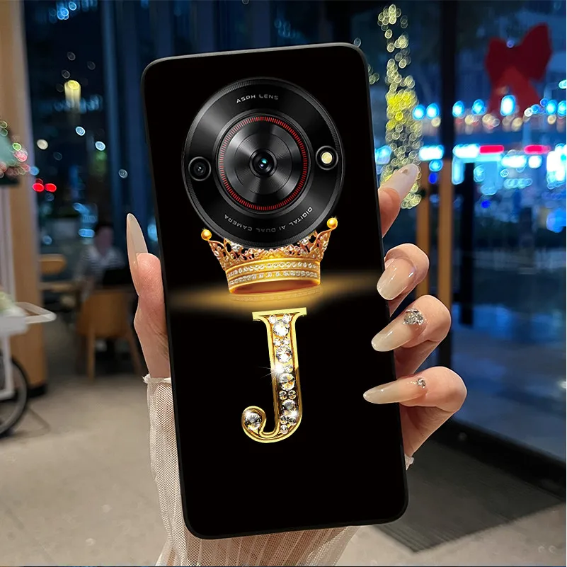 Vibrant Shockproof Soft Phone Case with Crown Letter Design