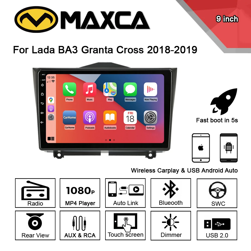 

MAXCA 9 inch Wireless Carplay Radio For Lada BA3 Granta Cross Android Auto Multimedia Video Player