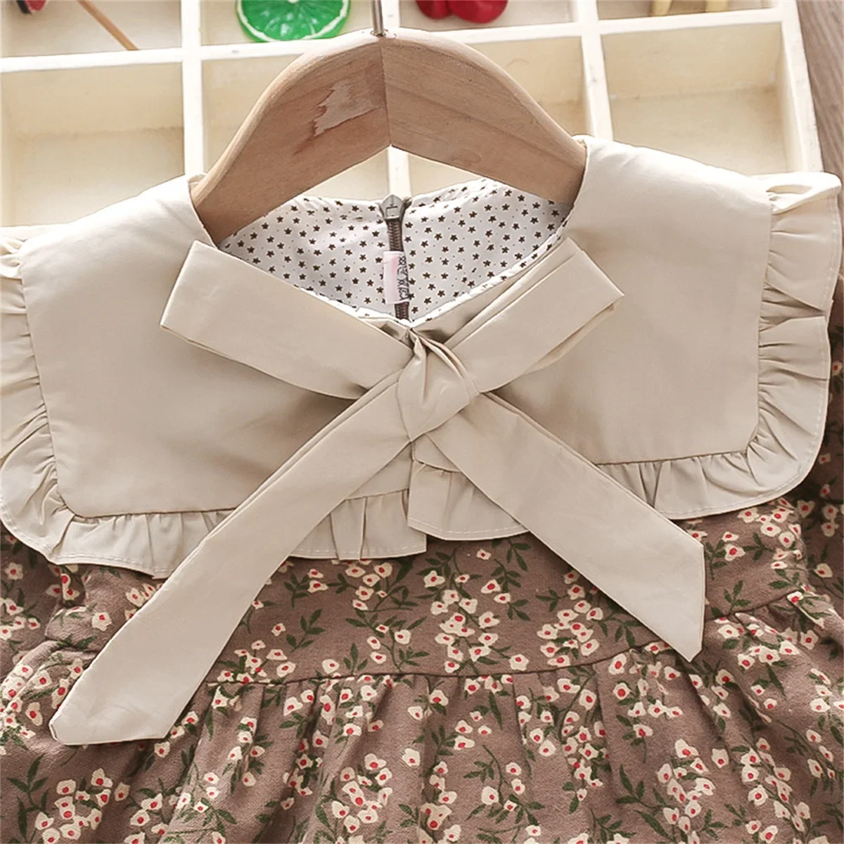 Fall Winter New Girls' Dress Floral Full Camp Bow - Uniqwear