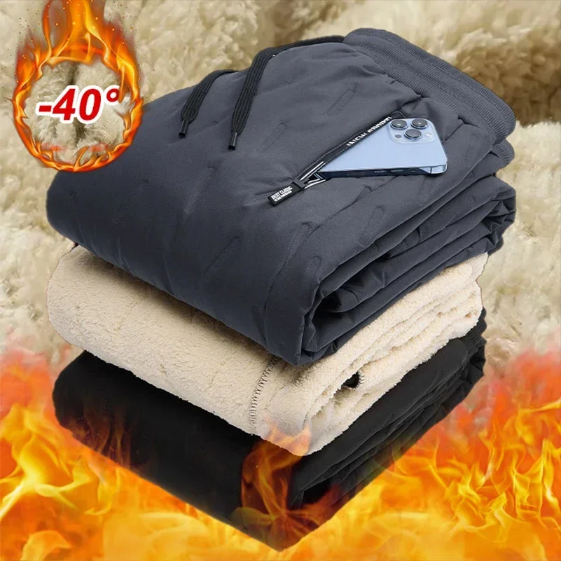 Men Jogger Pants Men Jogger Sweatpants Men Winter Warm Lambswool Thicken Sweatpants Men Outdoors Leisure Windproof Jogging Pants Trousers
