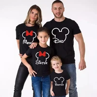 Disney Family Matching T-shirt Mickey and Minnie Head Shirt Cotton Dad Mom Brother Sister Tees Baby Rompers Family Trip Outfits 2