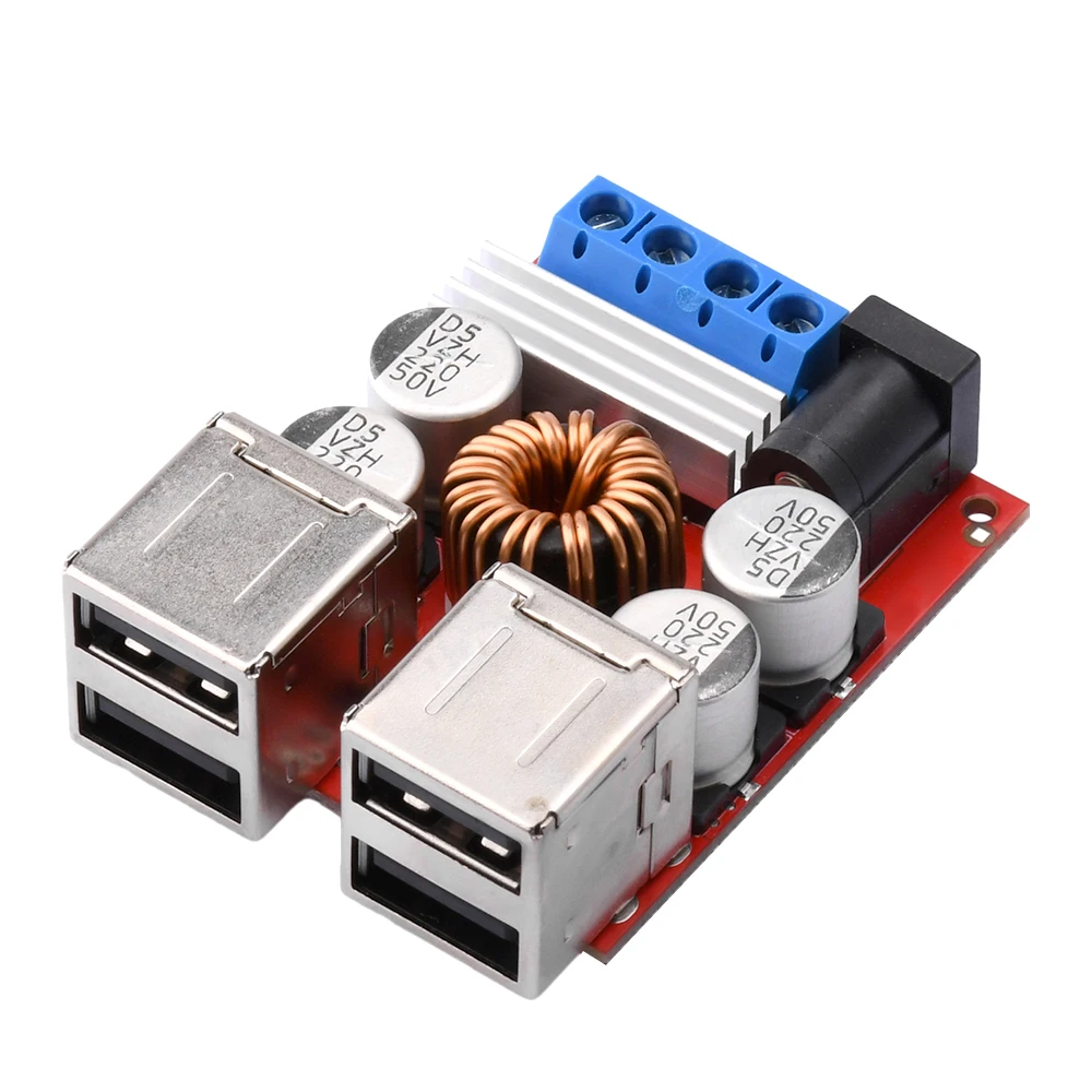 Hailege Modulo Step-down DC-DC 8-35V A 5V 8A – Alimentatore Auto Con 4 Porte USB Per Ricarica Rapida