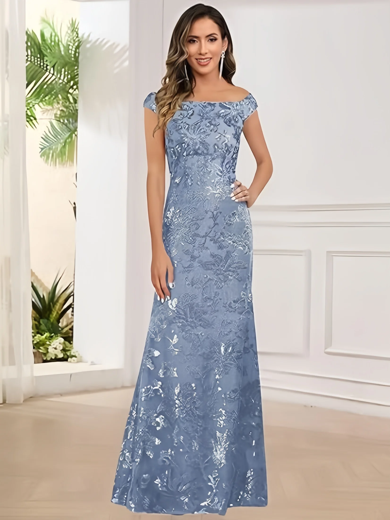 Cap Sleeves Mother of The Groom Dresses Sequin Lace Applique Mermaid Mother Bride Dresses Long Formal Evening Dress For Women