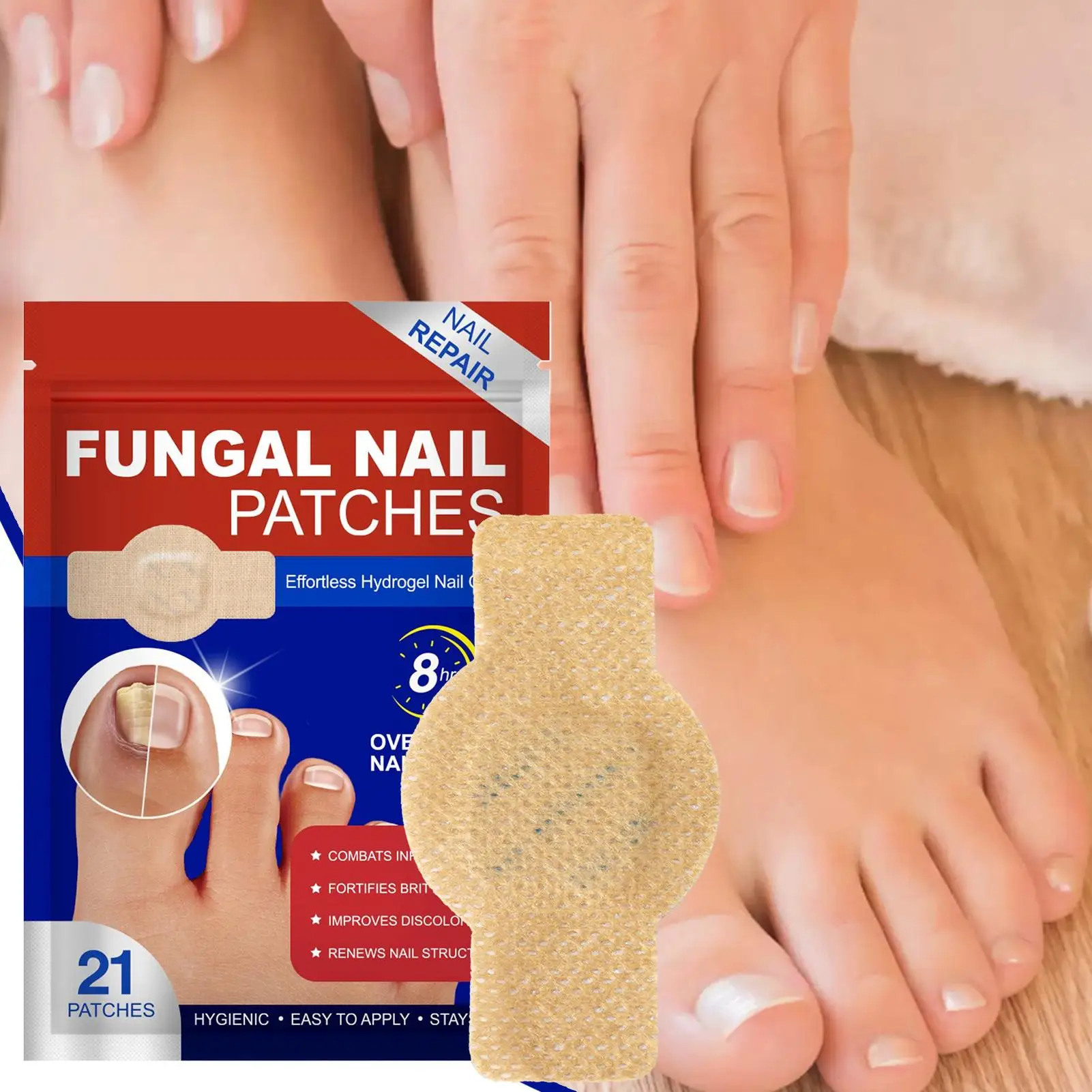 21Patches/bag Toenail Fungus Patch Waterproof Nail Repair Patches Nail Ingrown Correction Stickers For Fungal Nail Patches