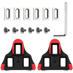 Self-Locking Road Bike Pedals with Cleat Clips - Bicycle Accessories (Black Red)