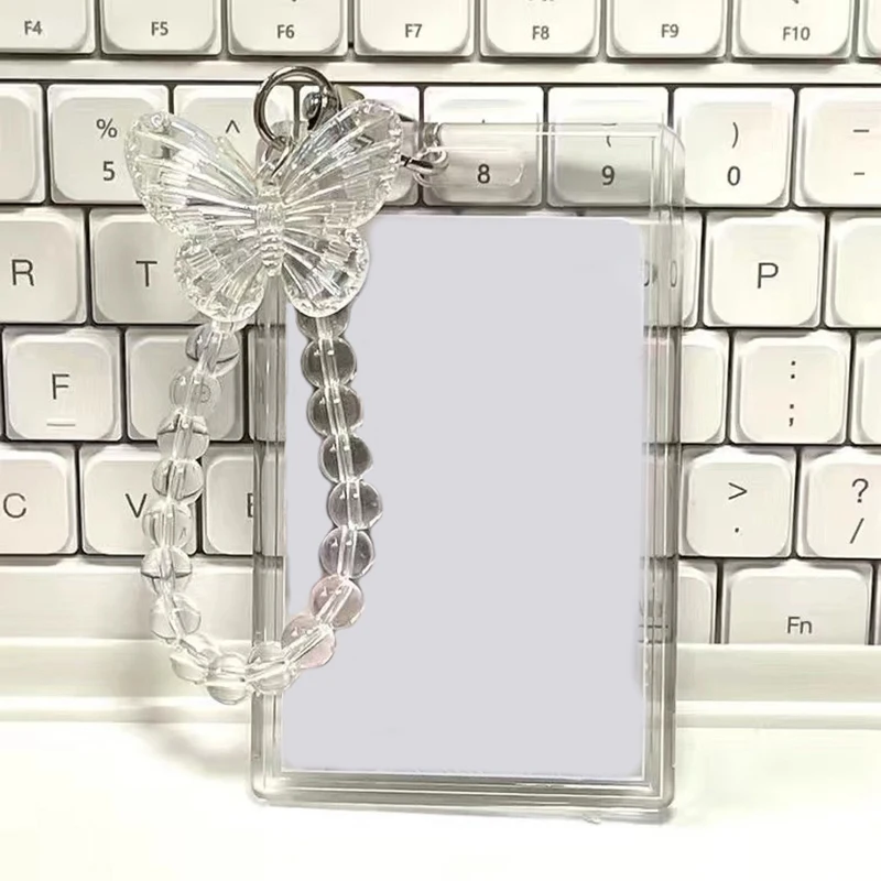Crystal Butterfly 3 Inch Acrylic Card Holder Photocards Display Credit ID Bank Card Protective Case Keychain Pendant Fashion credit card holder card holder card protector idol card protector card display stand desk card holder photo card holder