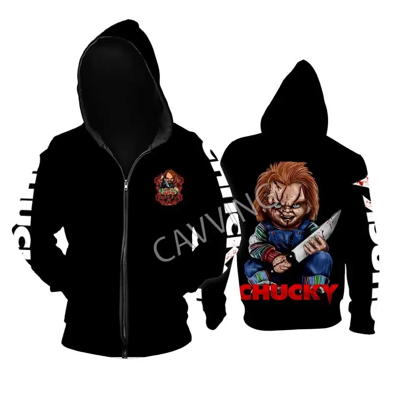 New Fashion Printed   Chucky  Loose Metal Rock  Zipper Hoodies Gothic Top Harajuku Cotton Unisex Clothing  SR2 2