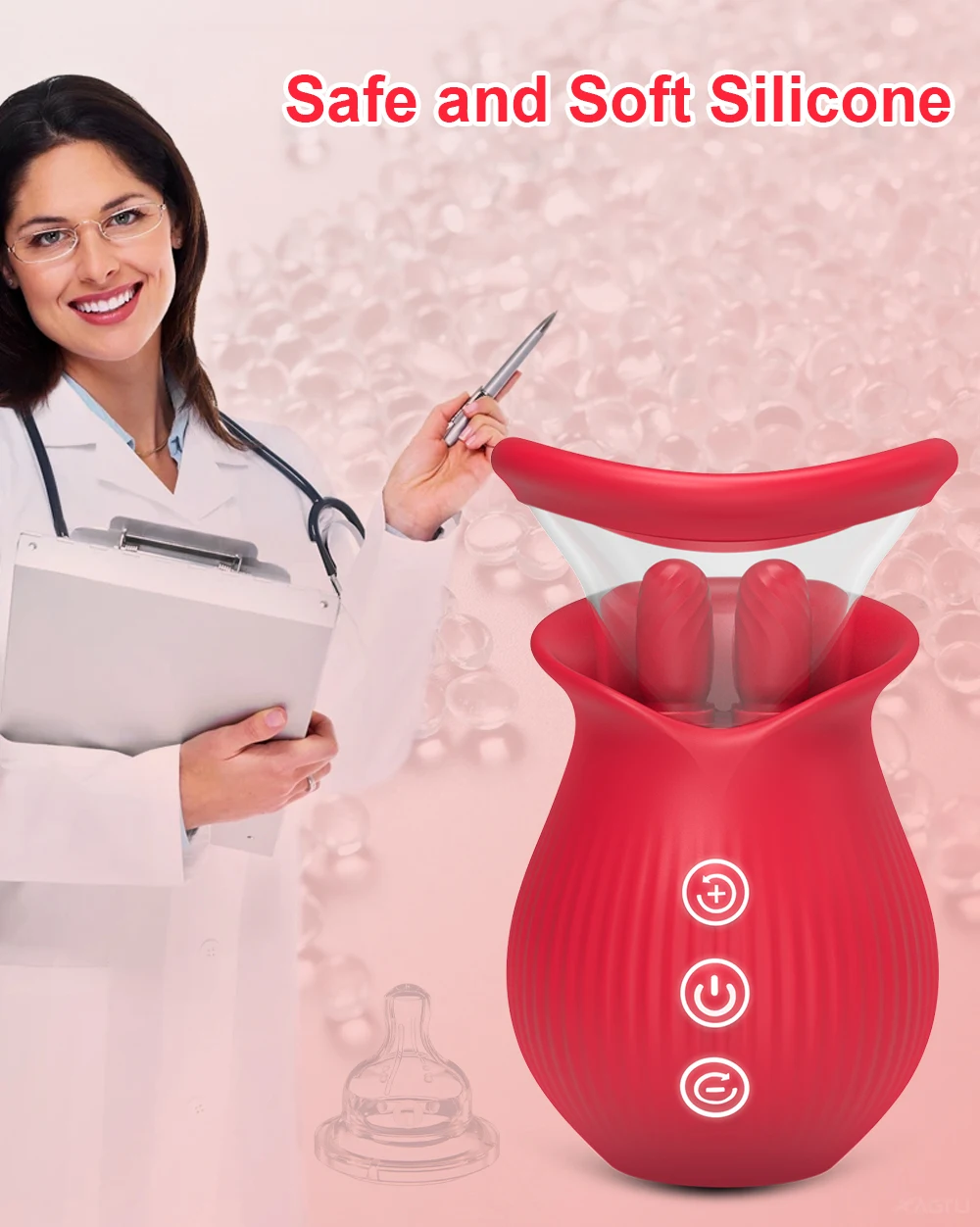 Powerful Rose Vibrator Toy for Women Licking Sucking Vacuum Stimulator Oral Nipple Clit Sucker Sex Toys Goods for Female Adults