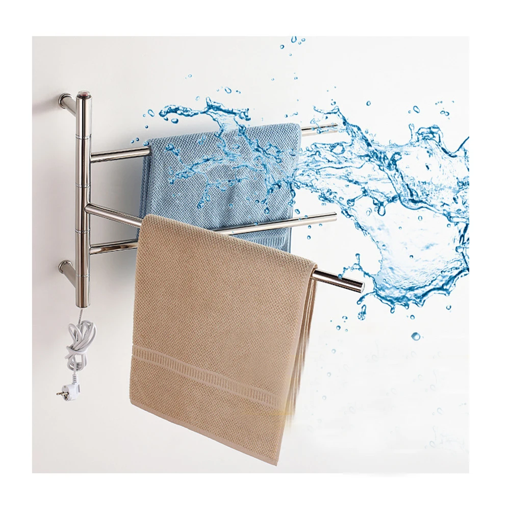 

Bath Electric Heated Towel Rail Hidden/Exposed Wires Electric Towel Rack Radiator 180° Rotation Energy Saving Towel Dryer
