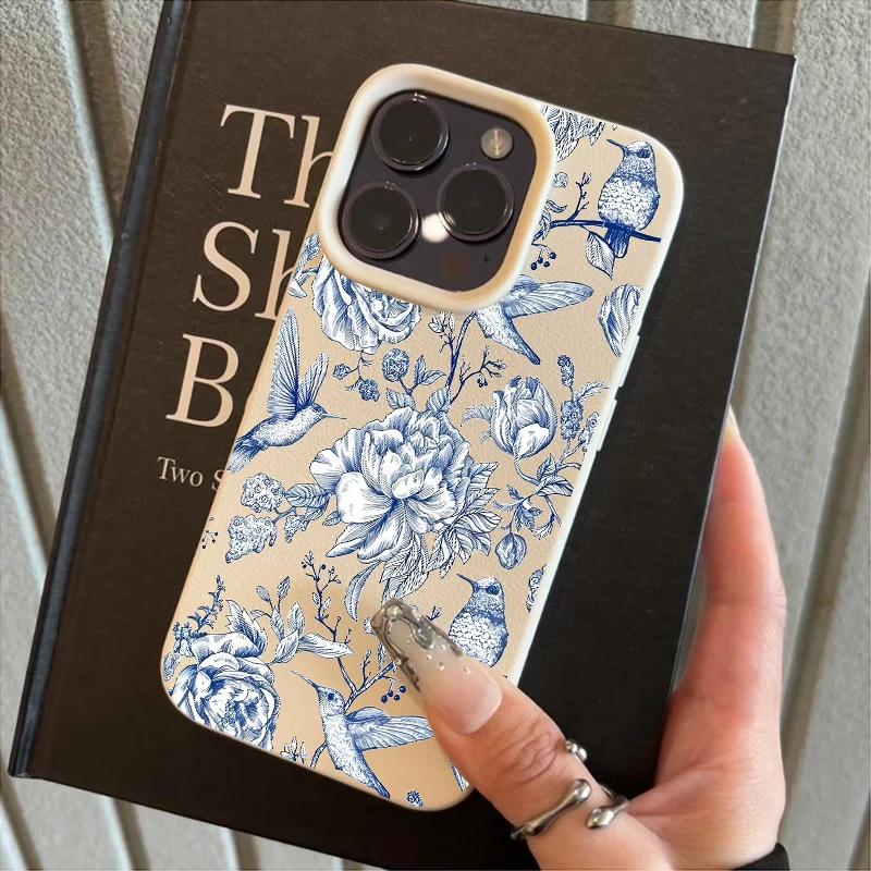Blue Bird Flowers Pattern Design Soft Phone Case Cover