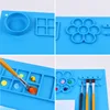 Silicone Painting Mat Kids Art Crafts Pads with Cup and Paint Brush Holder Palette DIY Handmade Mat 6