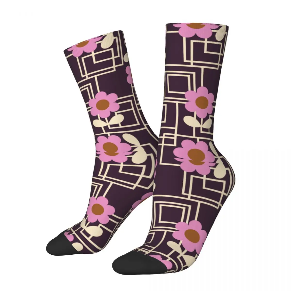 

Purple Flowers Orla Kiely Socks Men Women Polyester Casual Retro Socks Crazy Spring Summer Autumn Winter Socks Gift