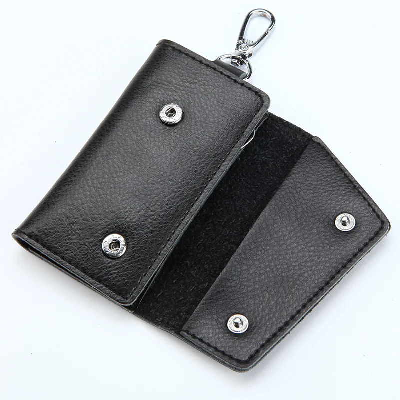 Genuine Leather Keychain Men Women Key Holder Organizer Pouch Cow Split Car Key Wallet Housekeeper Key Case Mini Card Bag A-001